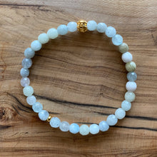 Load image into Gallery viewer, Aquamarine Spring Bracelet And Gold Vermeil Beads.