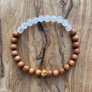 Petite Rose Quartz and Sandalwood Bracelet ~ On Sale!
