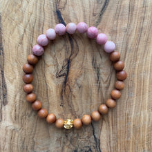 Load image into Gallery viewer, Petite Rhodonite and Sandalwood Bracelet ~ temporarily sold out