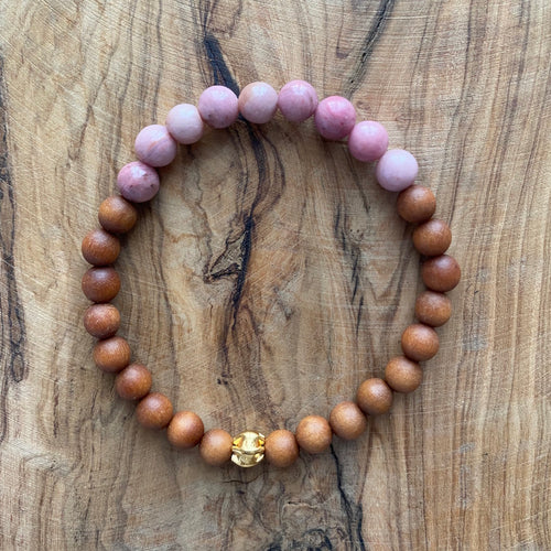 Petite Rhodonite and Sandalwood Bracelet ~ temporarily sold out