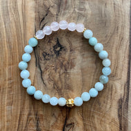 Aquamarine and Rose Quartz Bracelet