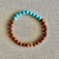 Petite Kingman Turquoise and Sandalwood Bracelet