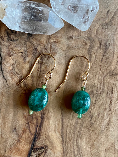 Petite Emerald and Green Tourmaline Earrings