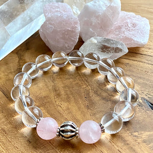 Clear Crystal and Rose Quartz