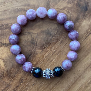 Lepidolite and Black Tourmaline Bracelet ~ On Sale!