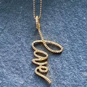Love Script Diamond Pave Necklace