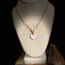Load image into Gallery viewer, Pink Enamel and Diamond Pave Heart Necklace ~ On Sale!