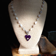 Purple Heart and Rose Cut Diamond Necklace