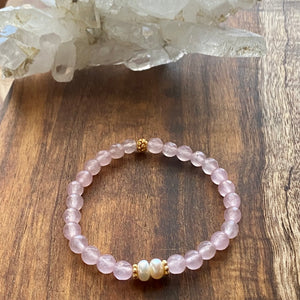 Petite Rose Quartz and Freshwater Pearls Bracelet ~ On Sale!