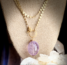 Load image into Gallery viewer, Large Lavender Amethyst Nugget and Diamond Clasp Necklace