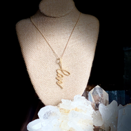 Large Love Script Diamond Pave Necklace