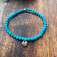 Kingman Turquoise and Diamond Pave Heart Bracelet