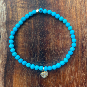 Turquoise and Diamond Pave Heart Bracelet