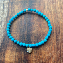Load image into Gallery viewer, Kingman Turquoise and Diamond Pave Heart Bracelet