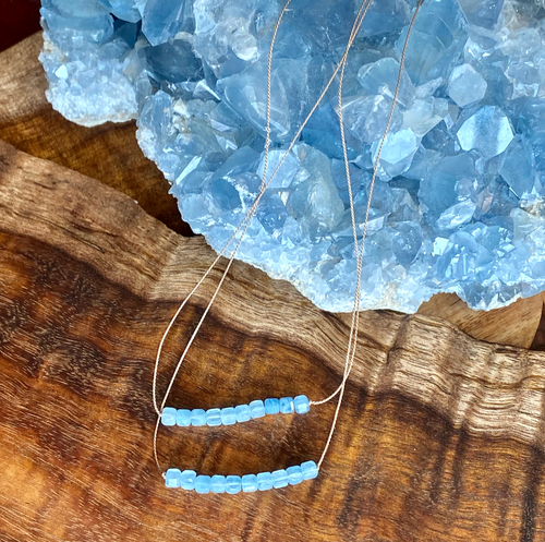 Simple Aquamarine Bar Necklace - Littles Darlings Collection
