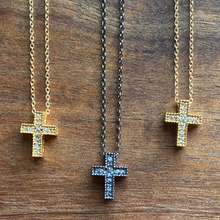 Load image into Gallery viewer, Petite Diamond Pave Cross Necklace ~ Back In Stock!