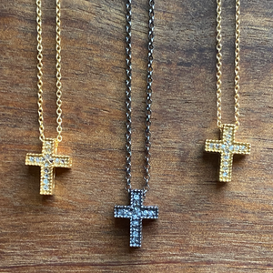 Petite Diamond Pave Cross Necklace ~ Back In Stock!