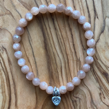 Load image into Gallery viewer, Peach Moonstone Heart Charm Bracelet