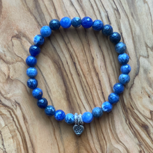 Load image into Gallery viewer, Sodalite and Heart Charm Bracelet