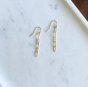 Small Gold Paperclip Dangling Earrings