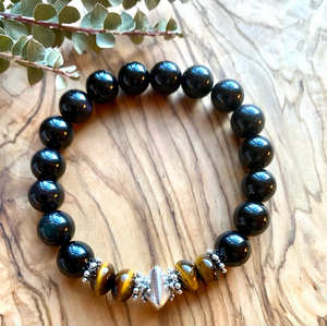 Black Tourmaline and Tiger Eye Bracelet