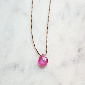 Simple Pink Sapphire Necklace - Little Darlings Collection