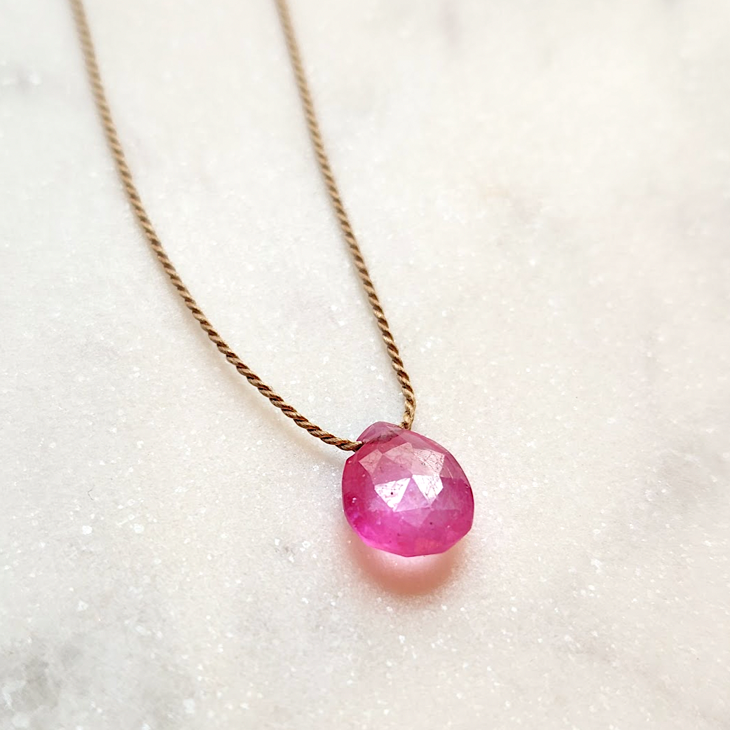 Natural pink online sapphire necklace