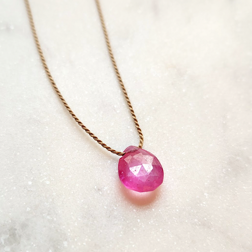 Simple Pink Sapphire Necklace - Little Darlings Collection
