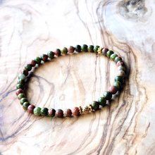 Load image into Gallery viewer, Unakite Jasper and Gold Bracelet