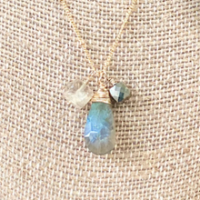 Load image into Gallery viewer, Labradorite, Rutilated Quartz and Pyrite Necklace