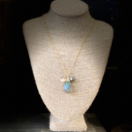 Labradorite, Rutilated Quartz and Pyrite Necklace
