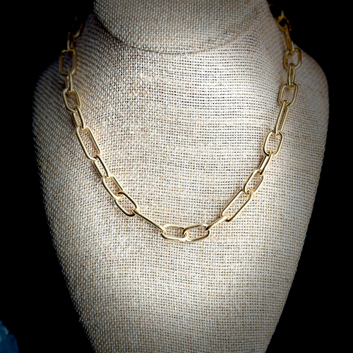 Heavy Gold Paperclip Chain Necklace