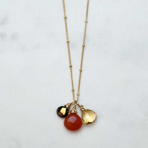 Carnelian, Citrine and Pyrite Necklace