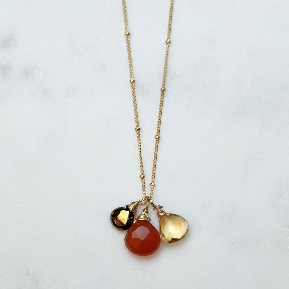 Carnelian, Citrine and Pyrite Necklace