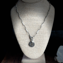Load image into Gallery viewer, Oxidized Silver and Diamond Ohm Pendant Necklace
