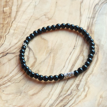 Load image into Gallery viewer, Mini Black Onyx Bracelet with Sterling Silver Beads