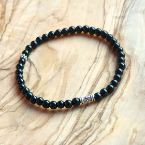 Mini Black Onyx Bracelet with Sterling Silver Beads