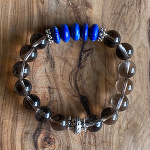 Smoky Quartz and Lapis Lazuli Bracelet