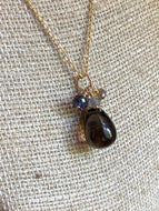 Smoky Quartz Drop and Semi-Precious Stones Necklace