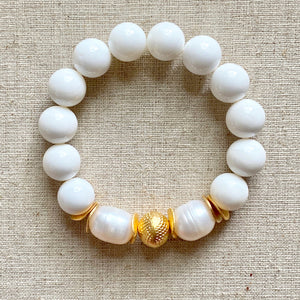 The Kate: Tridacna and Baroque Pearls Bracelet ~ Temporarily Sold Out