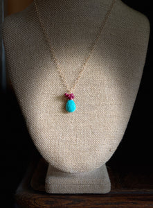Sleeping Beauty Turquoise and Ruby Necklace ~ On Sale!