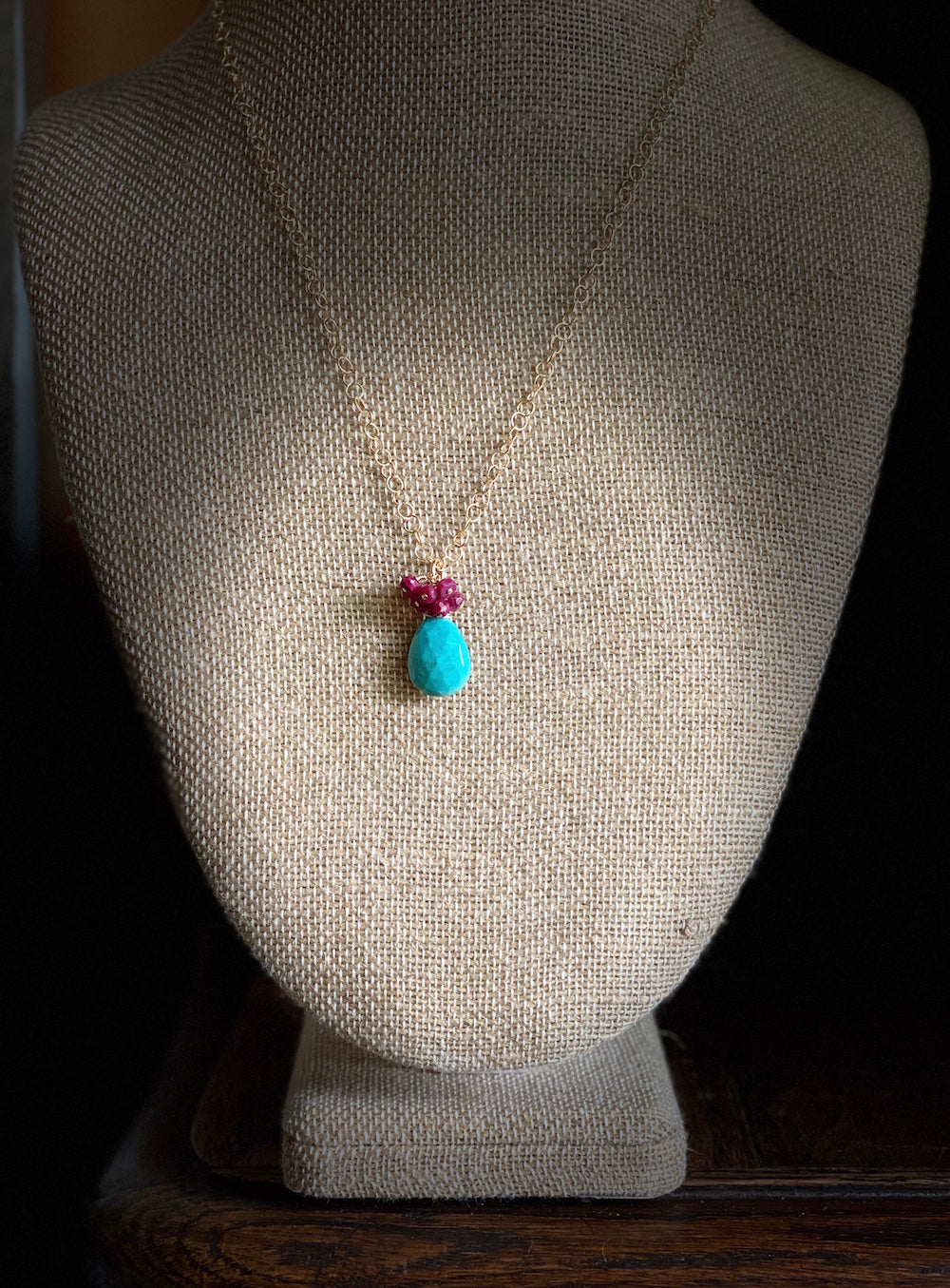 Sleeping Beauty Turquoise and Ruby Necklace ~ On Sale!