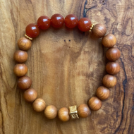 Carnelian and Dark Sandalwood Bracelet