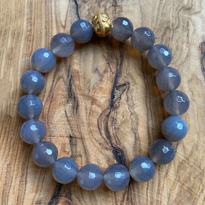 Gray Chalcedony Bracelet with 24K Gold Vermeil Bead