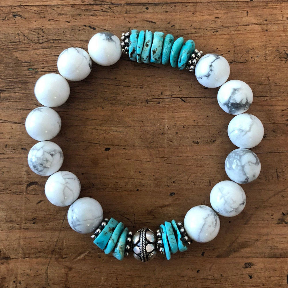 Old Navajo Cluster Bracelet of Natural Blue Gem Turquoise – Turquoise & Tufa