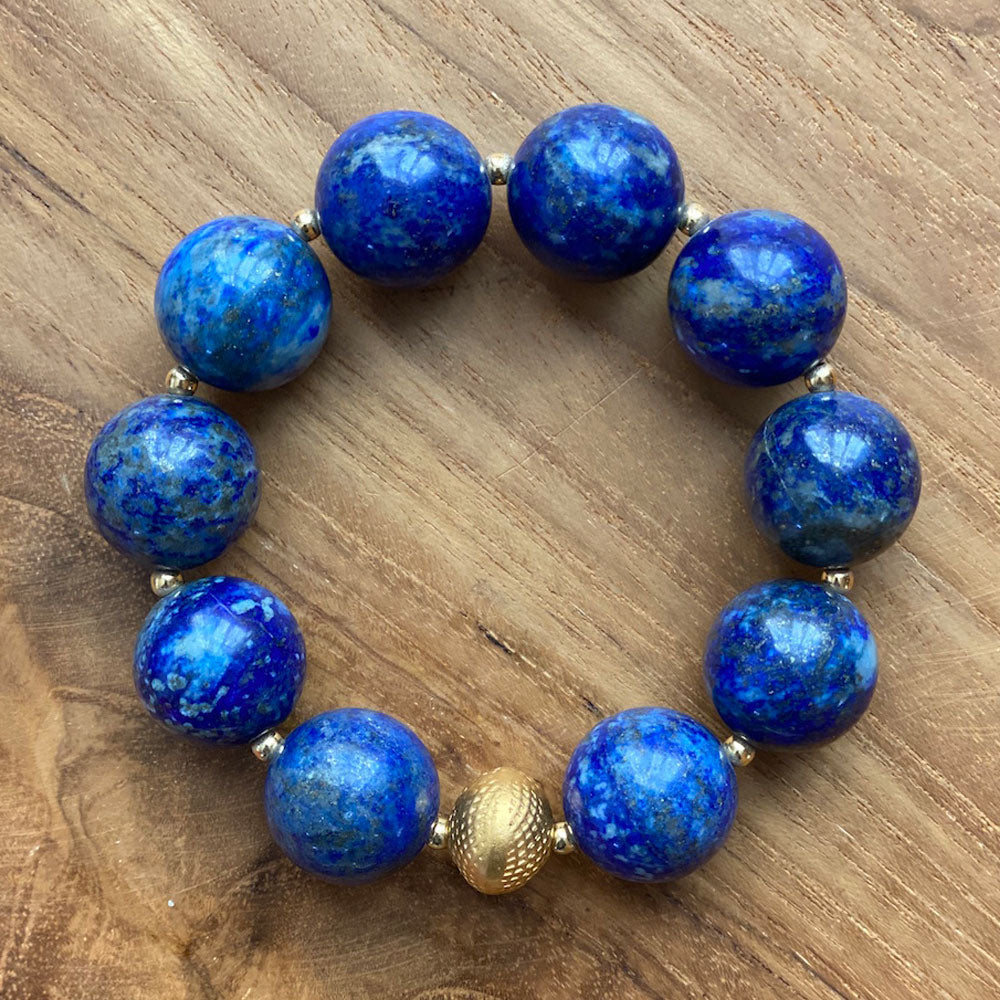 Lapis Lazuli Bracelet with Gold Bead and Spacers