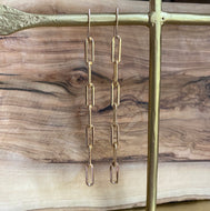 Large Gold Paperclip Dangling Earrings