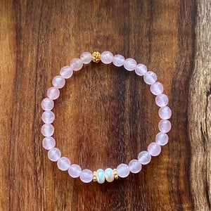 Petite Rose Quartz and Freshwater Pearls Bracelet ~ On Sale!