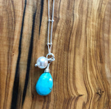 Load image into Gallery viewer, Sleeping Beauty Turquoise and Freshwater Pearl Necklace ~ On Sale!